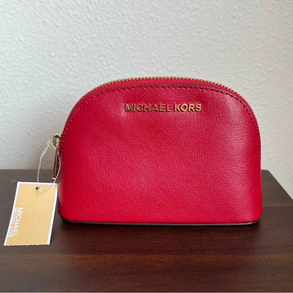 Michael Kors Medium Red Leather Travel Pouch